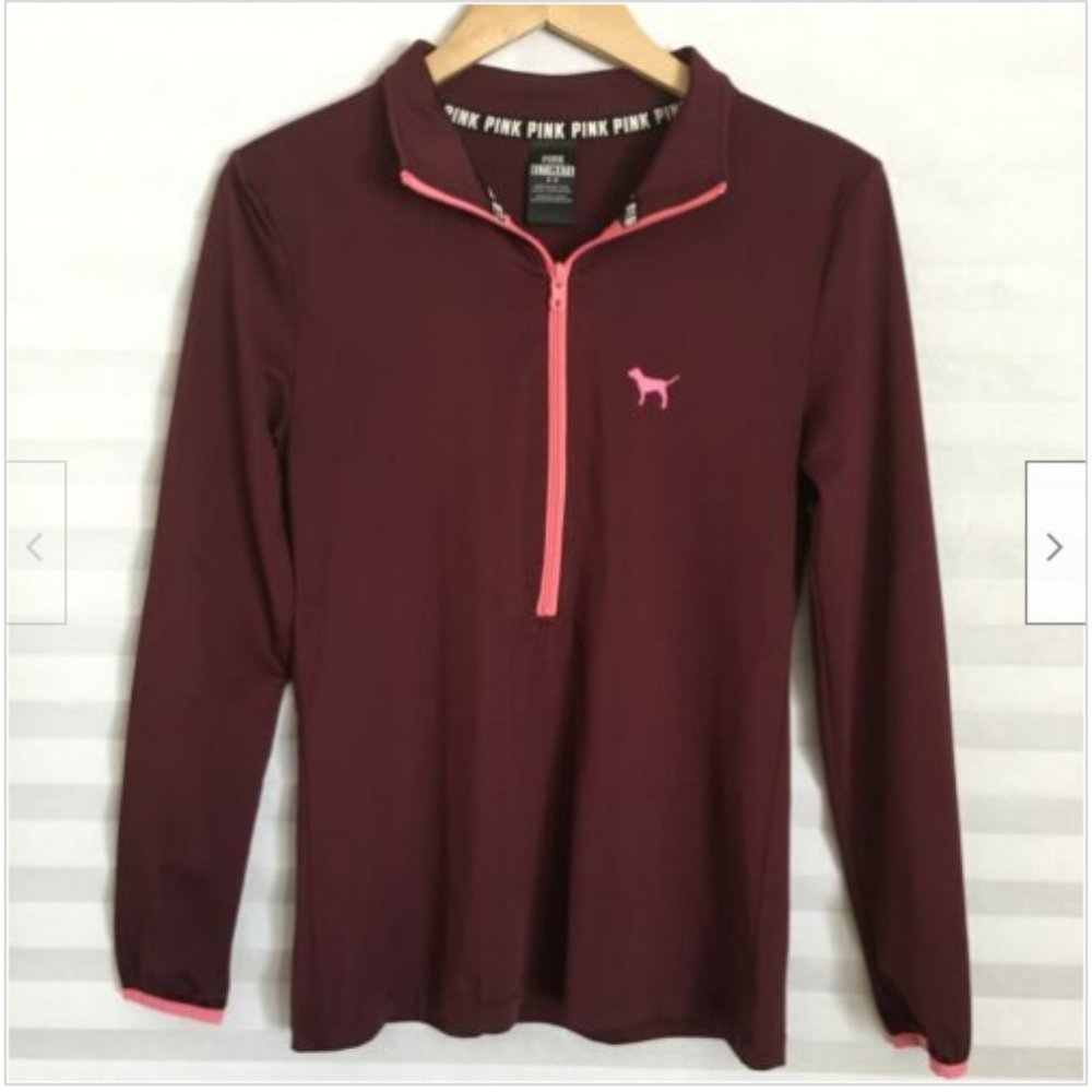 Victoria Secret Pink Ultimate Half Zip Pullover Athletic Top Stretch‎